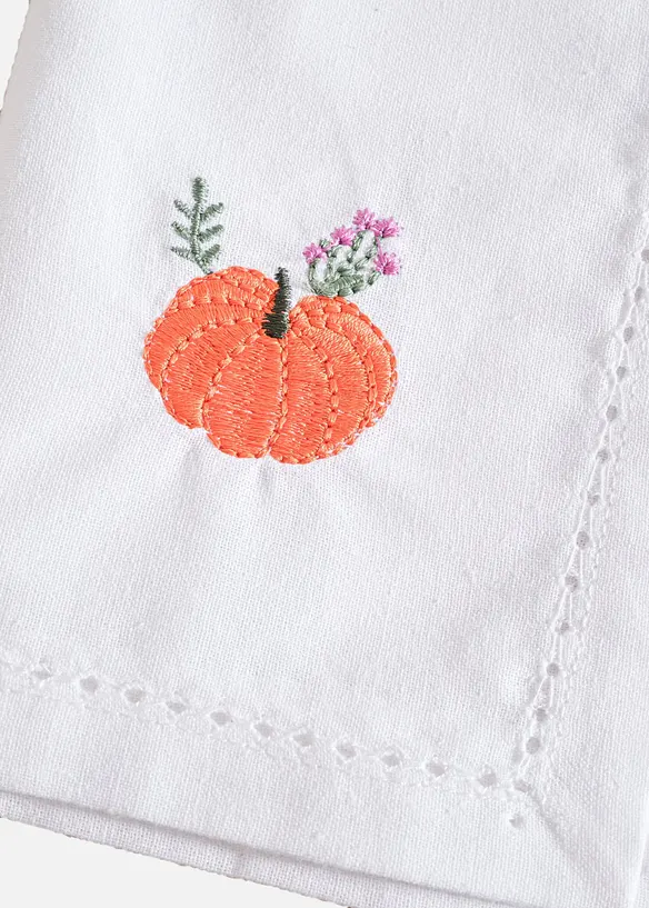 Tygservetter av ekologisk bomull med broderi (4-pack), bonprix