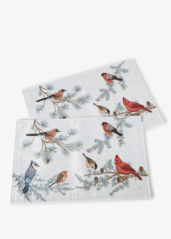 Bordstablett med vinterf&aring;glar (2-pack), bonprix