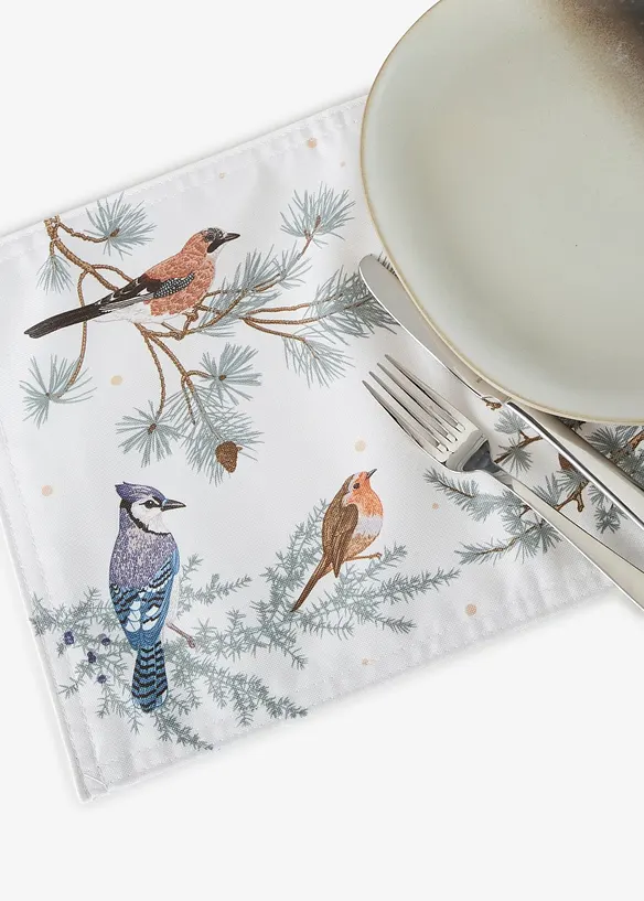 Bordstablett med vinterf&aring;glar (2-pack), bonprix