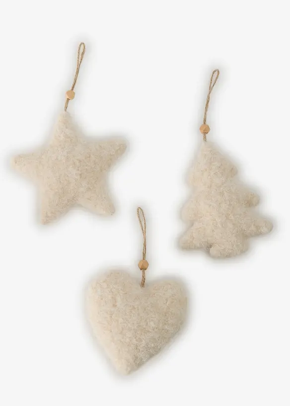 H&auml;ngdekoration med plysch&ouml;verdrag (3-pack), bonprix