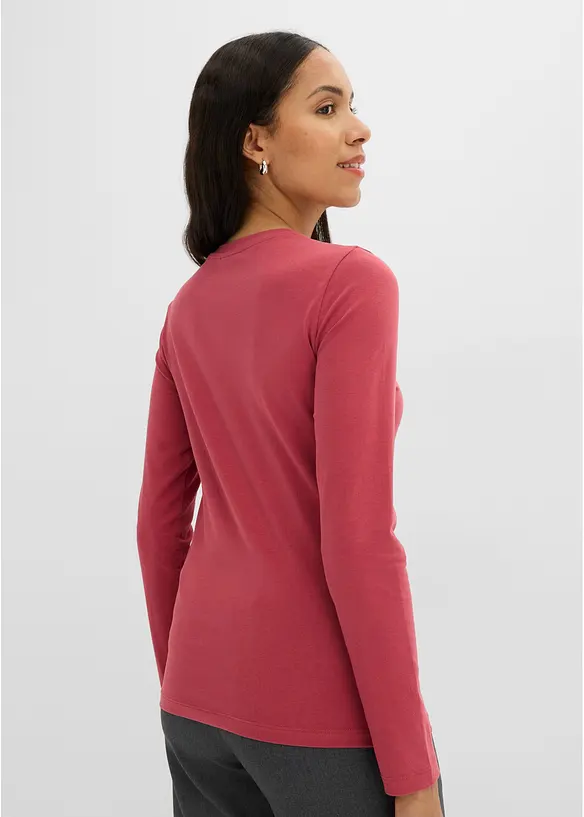 L&aring;ng&auml;rmad topp i Slim Fit av ekologisk bomull (2-pack), bonprix