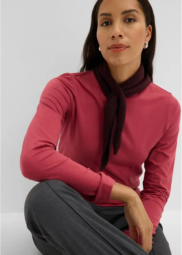 L&aring;ng&auml;rmad topp i Slim Fit av ekologisk bomull (2-pack), bonprix