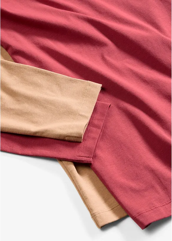 L&aring;ng&auml;rmad topp i Slim Fit av ekologisk bomull (2-pack), bonprix