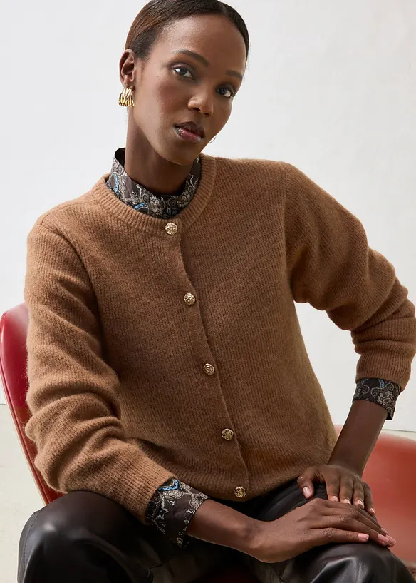 Cardigan i ylleblandning med alpackaull, bonprix