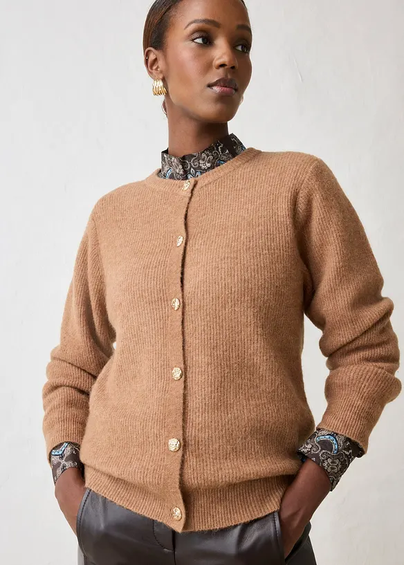 Cardigan i ylleblandning med alpackaull, bonprix