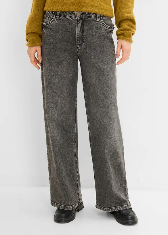 Wide Leg Jeans Mid Waist, bonprix