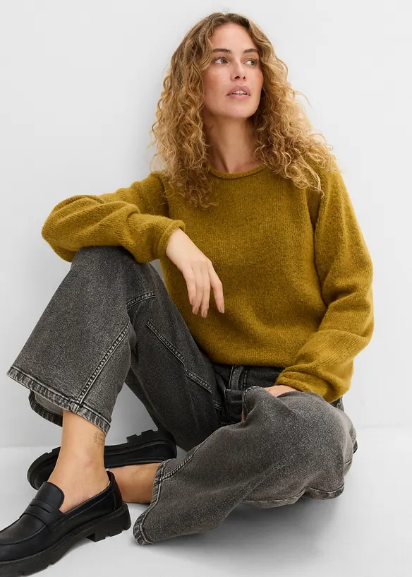 Wide Leg Jeans Mid Waist, bonprix