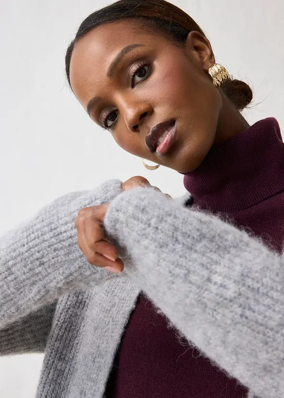 Stickad kappa med alpackaull, bonprix