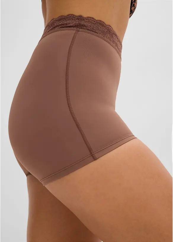 Hipstertrosa med l&auml;tt formande effekt och spets (2-pack), bonprix