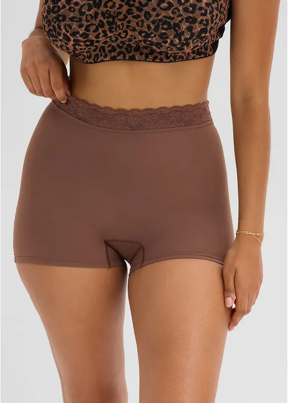 Hipstertrosa med l&auml;tt formande effekt och spets (2-pack), bonprix