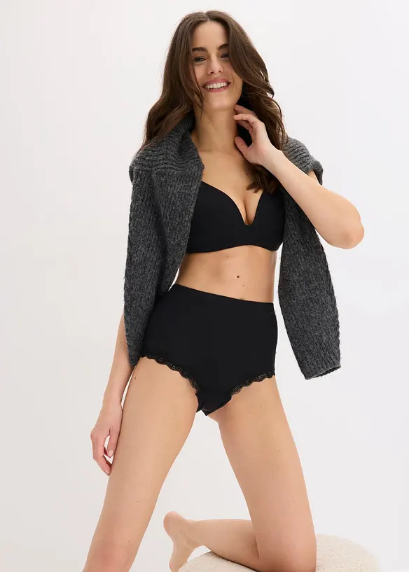 Hipstertrosa med h&ouml;g midja, utan s&ouml;mmar (3-pack), bonprix