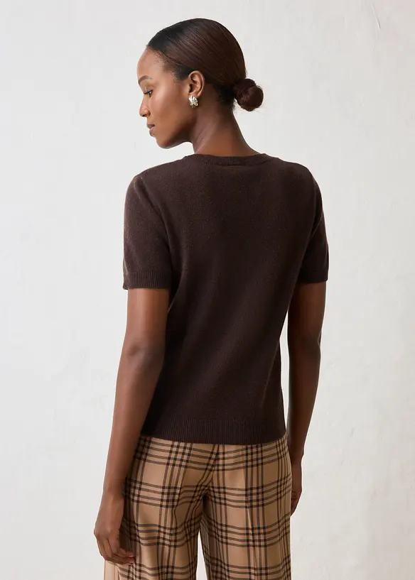 Kort&auml;rmad tr&ouml;ja i kashmir med Good Cashmere Standard&reg;, bonprix
