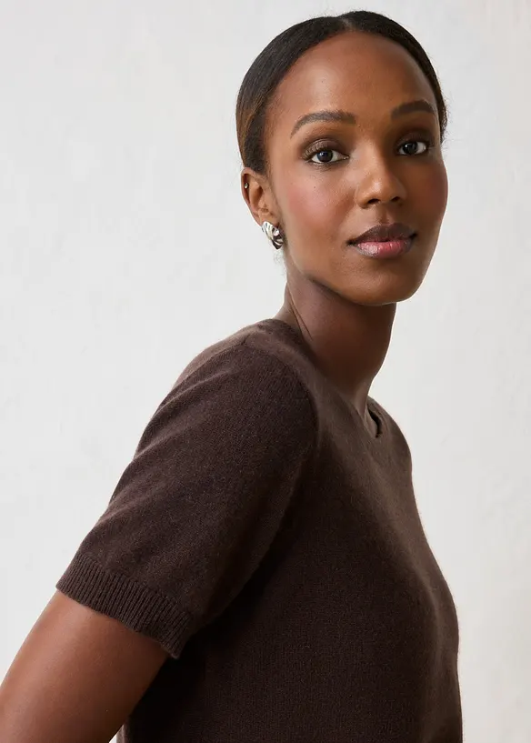 Kort&auml;rmad tr&ouml;ja i kashmir med Good Cashmere Standard&reg;, bonprix