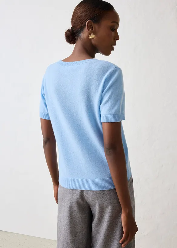 Kort&auml;rmad tr&ouml;ja i kashmir med Good Cashmere Standard&reg;, bonprix