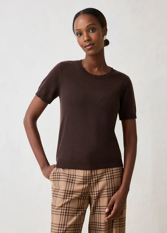 Kort&auml;rmad tr&ouml;ja i kashmir med Good Cashmere Standard&reg;, bonprix
