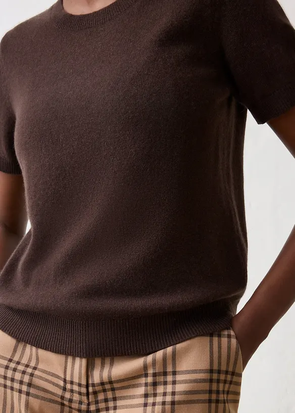 Kort&auml;rmad tr&ouml;ja i kashmir med Good Cashmere Standard&reg;, bonprix