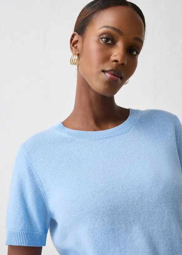 Kort&auml;rmad tr&ouml;ja i kashmir med Good Cashmere Standard&reg;, bonprix