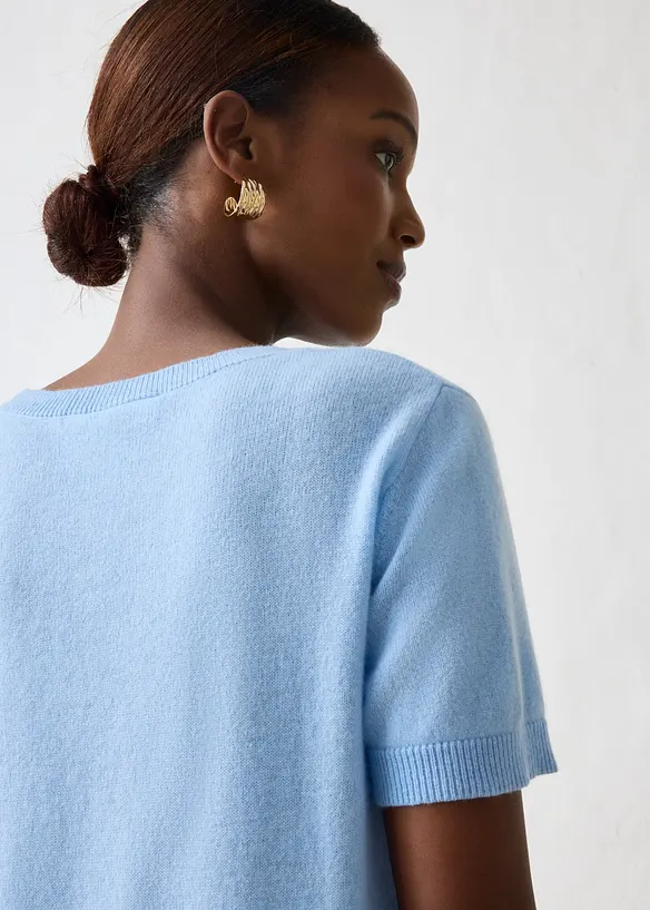 Kort&auml;rmad tr&ouml;ja i kashmir med Good Cashmere Standard&reg;, bonprix