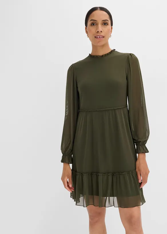 Jerseykl&auml;nning av tunn mesh, bonprix