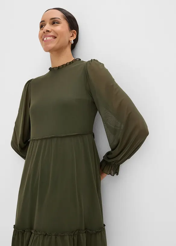 Jerseykl&auml;nning av tunn mesh, bonprix