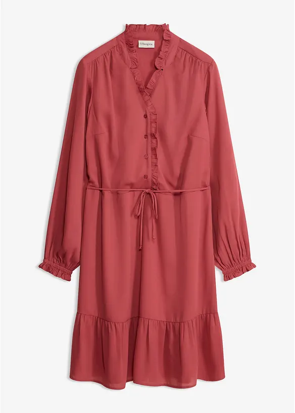 Utsv&auml;ngd kl&auml;nning med volanger, bonprix