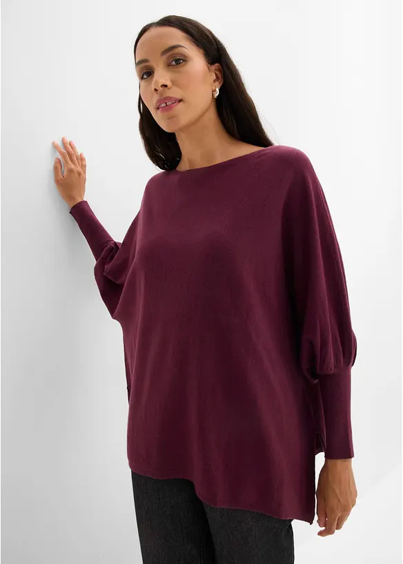 Stickad cape med flikig nederkant, bonprix