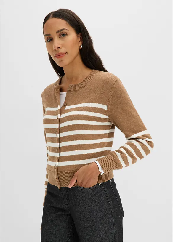 Kort cardigan i bomullsmix, bonprix