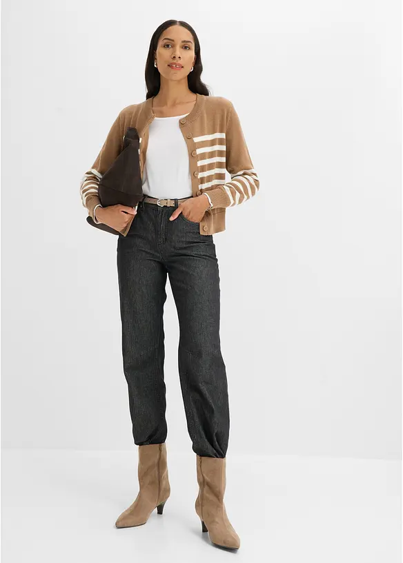Kort cardigan i bomullsmix, bonprix