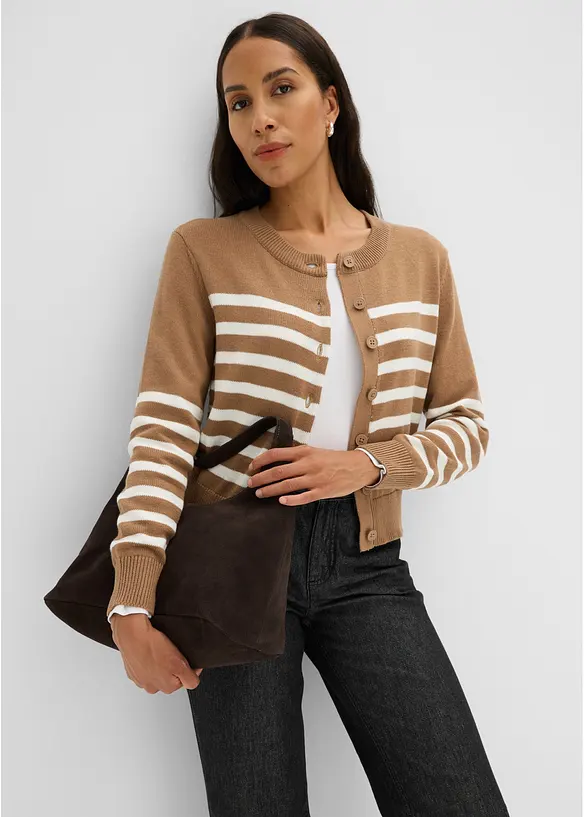 Kort cardigan i bomullsmix, bonprix