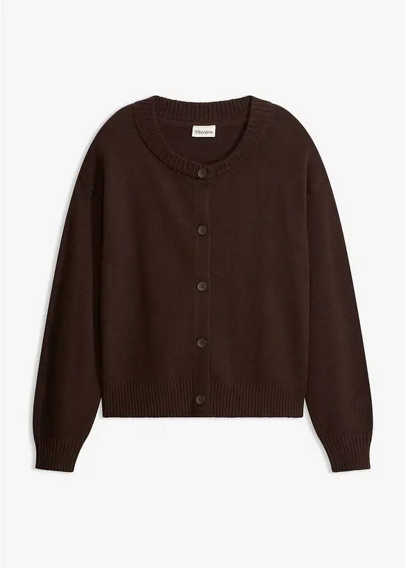 Stickad cardigan i kort modell, av bomullsmix, bonprix