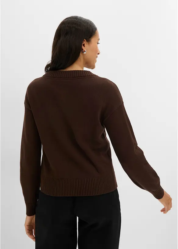 Stickad cardigan i kort modell, av bomullsmix, bonprix