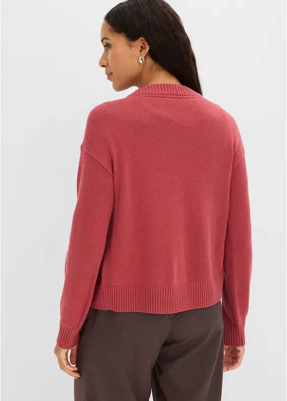 Stickad cardigan i kort modell, av bomullsmix, bonprix