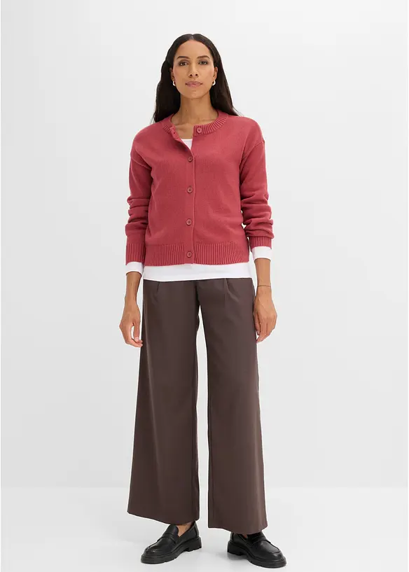 Stickad cardigan i kort modell, av bomullsmix, bonprix