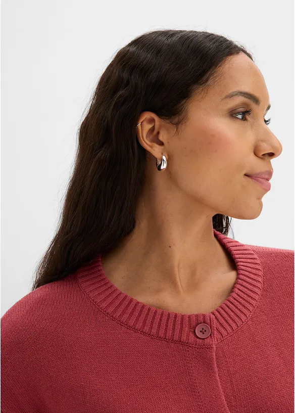 Stickad cardigan i kort modell, av bomullsmix, bonprix