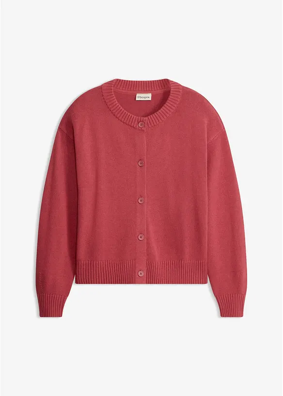 Stickad cardigan i kort modell, av bomullsmix, bonprix