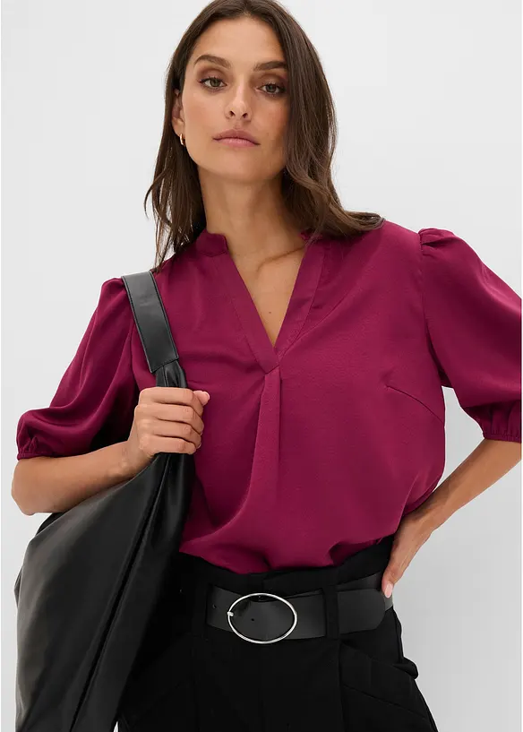 Blustunika av satin med mjukt fall, bonprix