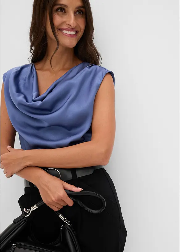 Bluslinne i satin med mjukt fall, bonprix