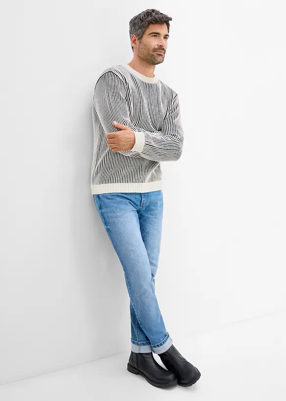 Ribbad tr&ouml;ja av bomullsmix, Loose Fit, bonprix