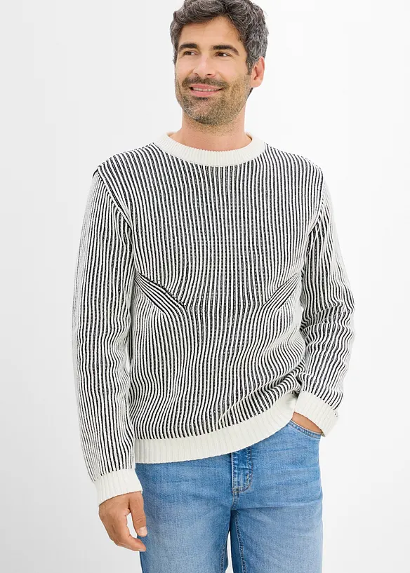 Ribbad tr&ouml;ja av bomullsmix, Loose Fit, bonprix
