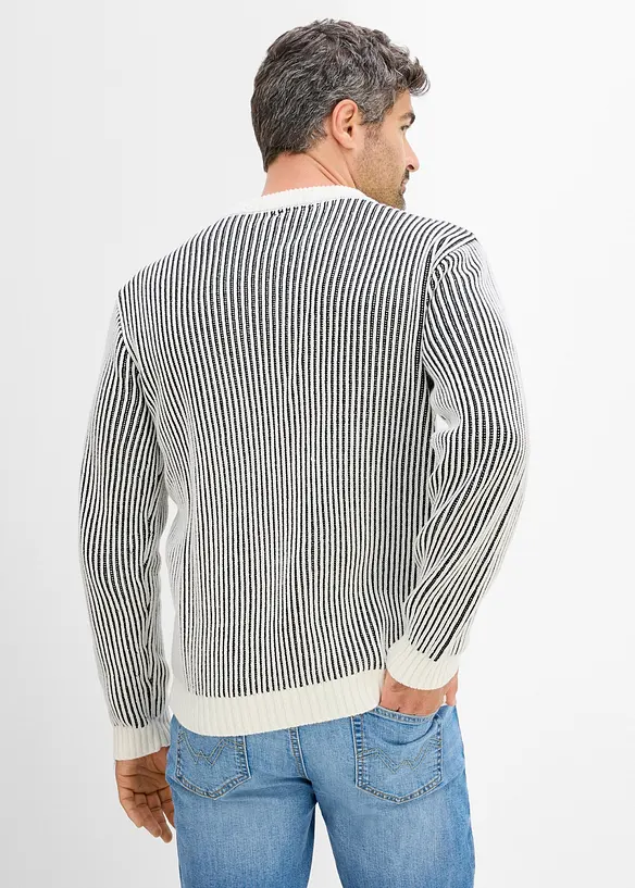 Ribbad tr&ouml;ja av bomullsmix, Loose Fit, bonprix