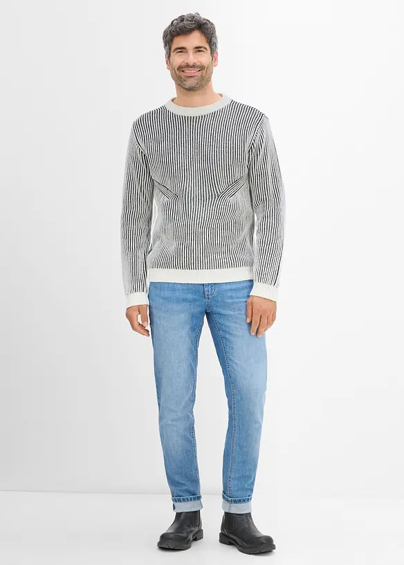 Ribbad tr&ouml;ja av bomullsmix, Loose Fit, bonprix