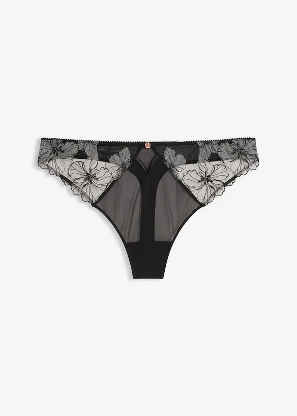 Stringtrosa med elegant broderi, bonprix