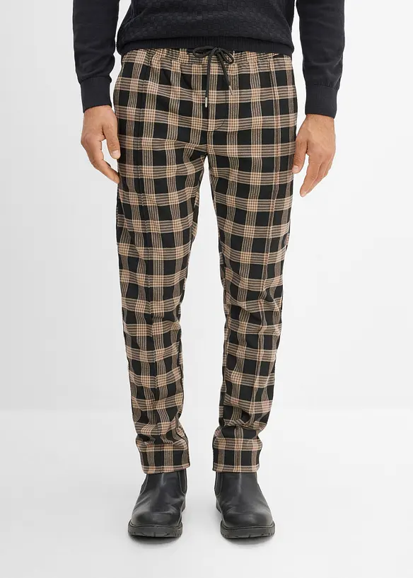 Byxa med yllelook och bekv&auml;m midja, normal passform, bonprix