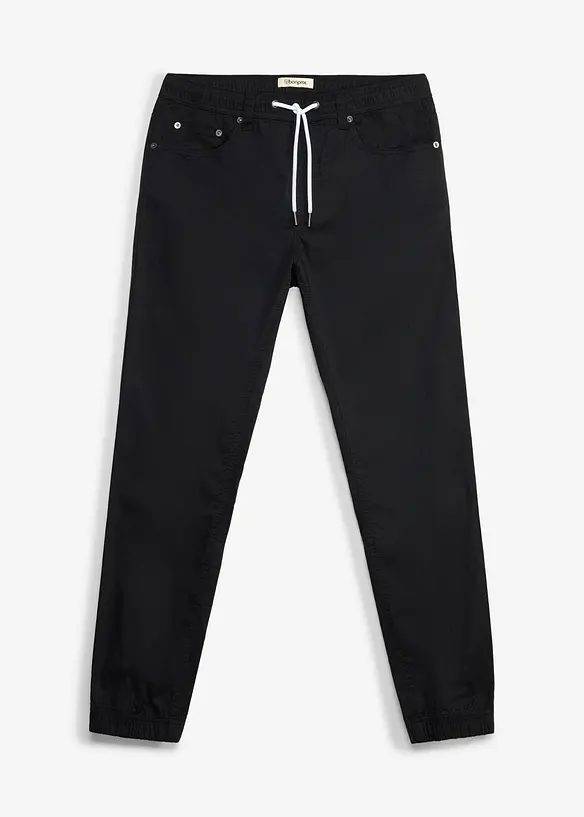 Stretchig dra p&aring;-byxa, normal passform, avsmalnande ben, bonprix