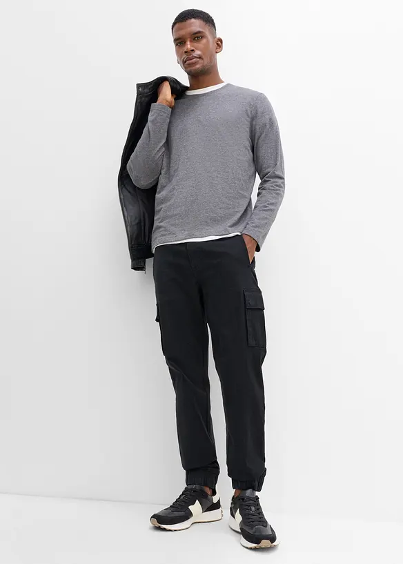 Cargobyxa med stretch i Regular Fit, tapered, bonprix