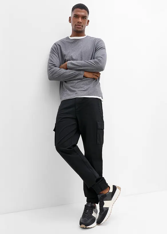 Cargobyxa med stretch i Regular Fit, tapered, bonprix