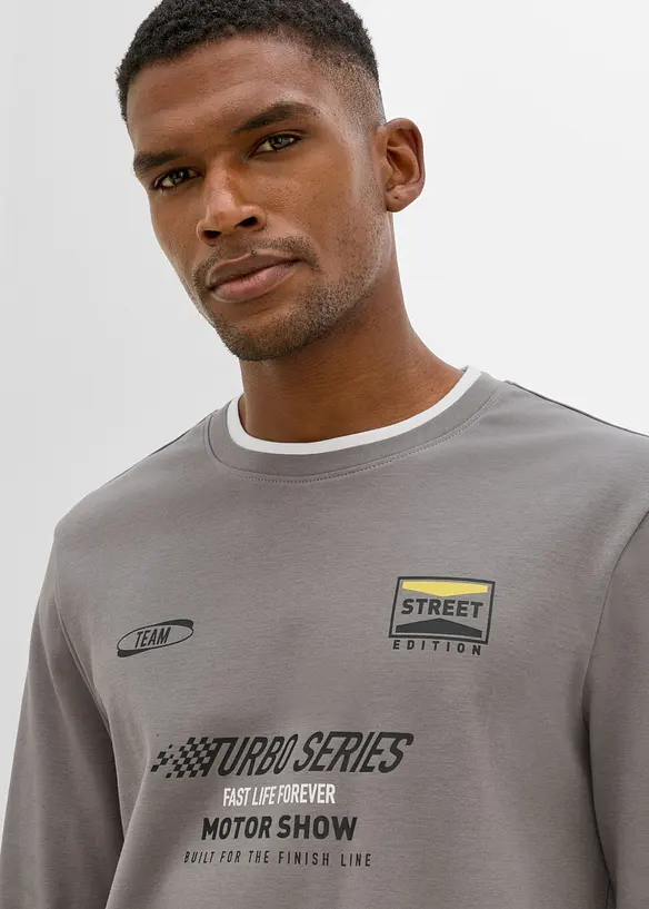 L&aring;ng&auml;rmad T-shirt i ekologisk bomull med 2-i-1-look, bonprix