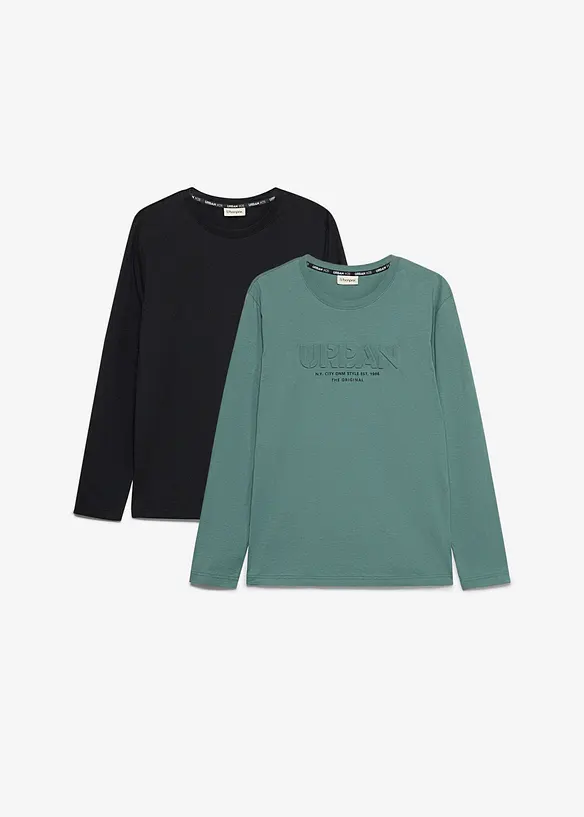 L&aring;ng&auml;rmad T-shirt i ekologisk bomull (2-pack), bonprix