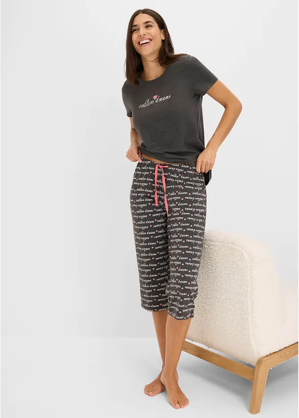 Capripyjamas med bomull, bonprix