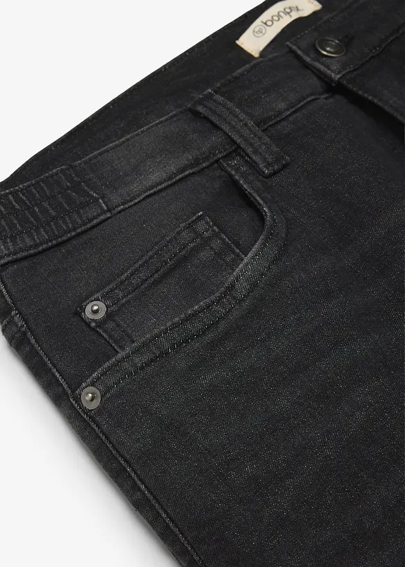 Relaxed Fit Jeans med res&aring;r i midjan och fleecefoder, Straight, bonprix